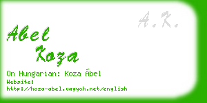 abel koza business card