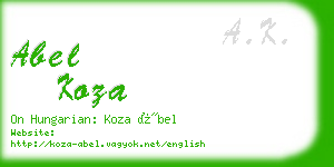 abel koza business card
